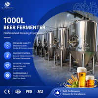 Fermenteur conique en acier inoxydable de 1000 L personnalisé pour la brasserie, avec chemise de refroidissement au glycol pour usine de brassage