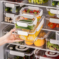 Boîte de rangement transparente pour tiroir de réfrigérateur, en plastique, pour fruits et légumes, conteneur de conservation pour réfrigérateur et armoire de cuisine