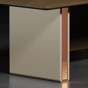 Poste de travail moderne de luxe sur mesure, grand, en bois, avec armoire et table réglables en hauteur - Product Image 3