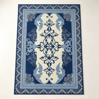 Tapis pastoral de style rétro européen en fibre de polyester, forme rectangulaire, pour salon/hall d'entrée