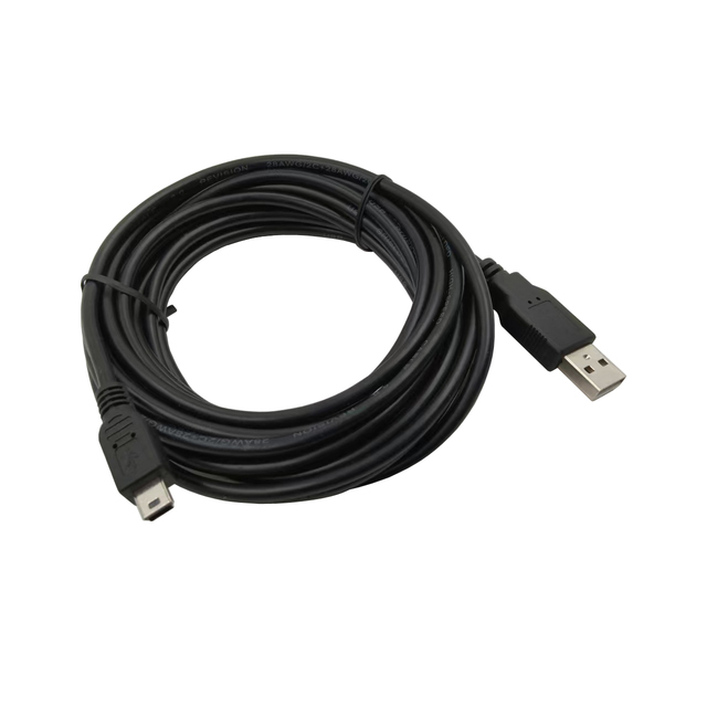 USB 2.0 USB-A Male to Mini B Male Data Cable, 28AWG for Camera, GPS