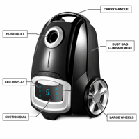 Aspirateur balai cyclonique haute puissance avec enrouleur de cordon automatique, aspirateur sec pour la maison, la voiture et les hôtels