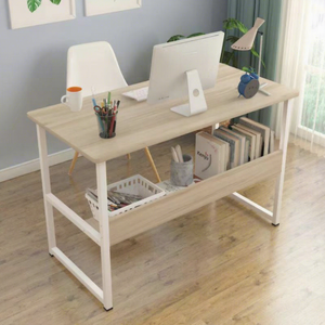 Bureau d'ordinateur moderne et simple blanc avec <span class=keywords><strong>étagère</strong></span> ouverte pour le rangement, idéal pour la maison, le bureau, la chambre ou le salon - Product Image 2