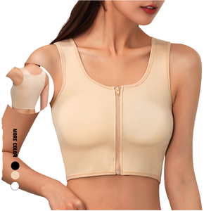 New Hot Sale Breathable Women's Tops Body Shapers Chaoyang Tomboy Transgender <strong>Lesbians</strong> FTM Square Collar Front Zipper Nylon Firm - Product Image 3