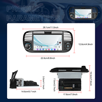 Podofo 7 ''pour Fiat 500 2007-2015 Android Autoradio Stéréo 2 + 64GB IPS Écran CarPlay/Android Auto GPS WiFi FM/RDS ASP ODM