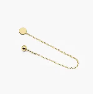 Inspire Stainless Steel jewelry Flat Circle Chain Screw Ball Earring Pull Through Dangling Earring fashion women jewelry gift