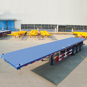 รถกึ่งพ่วงรถบรรทุกกึ่งพ่วง3เพลา60ตัน20/40ฟุตสำหรับขนส่งดาดฟ้าแบนเตียงสูง - Product Image 3