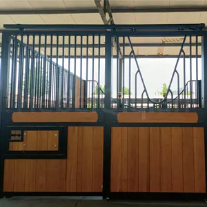 Bamboo Wooden Hardwood Prefabricated Horse Stall Box Horse Stable Fronts With Steel Frame Horse Stable