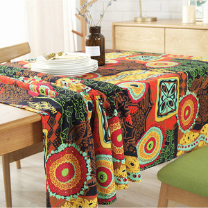 Copri tavolo bohémien tovaglia etnica stampa lino cotone blu tovaglia fiore Bodhi - Product Image 6