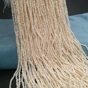 Best Price Pearl Strand Small Wholesale Freshwater Seed Pearl Strand White 2mm Small Potato Pearl For Jewelry making