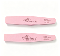 Polissoir à ongles professionnel personnalisé avec logo, double rectangle rose, 100/180/240 grains, imprimé, durable, en éponge EVA diamantée pour salon