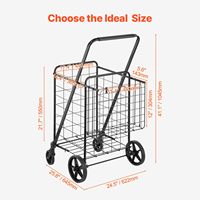 Chariot utilitaire pliable en métal à grande capacité de charge, roues pivotantes à 360°, double panier, loquet de verrouillage, robuste pour salle de bain et cuisine