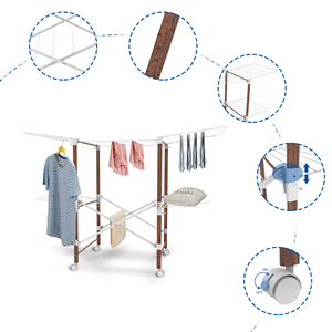 Colgador de ropa de lujo de 24m, estante plegable para secar ropa, secador de suelo de dos capas, caballo con rueda - Product Image 2