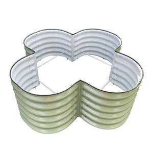 Prix usine 17H trèfle fleur forme <span class=keywords><strong>jardin</strong></span> surélevé lit métal jardinières extérieur grand Patio lit Kit plantation herbe - Product Image 1