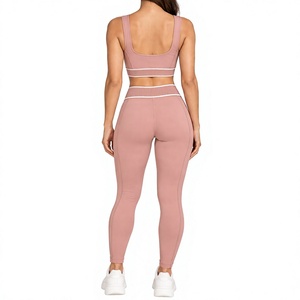 Ensemble de vêtements de sport pour femmes Dusty Rose, soutien-gorge de sport, leggings taille haute, tenue d'entraînement deux pièces - Product Image 2
