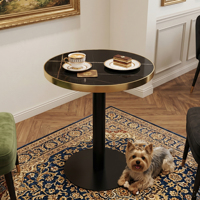 [Stock US] Table basse ronde en MDF de 23,6 pouces avec bord pulvérisé/peint, plateau en MDF avec texture marbre et peinture UV, expédition domestique aux États-Unis, 1 pièce MOQ