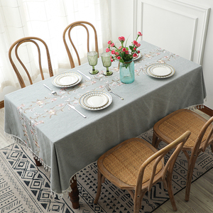 Manteaux De Mesa Bordados Manteau De <span class=keywords><strong>Lino</strong></span> Bordado Carré Broderie Tissu Brodé Nappe Nappe Pour Table À Manger - Product Image 2