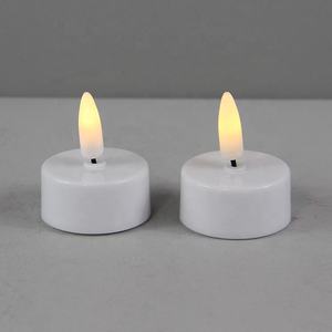 2 Packs de fausses bougies chauffe-plat sans <span class=keywords><strong>flamme</strong></span>, blanches et scintillantes, 3D Real Flame Battery Plastic LED Tea Light for Decoration - Product Image 3