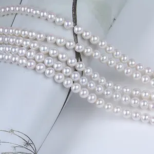 Kyto — cordon de perles main à haute teneur en carbone, 6-6.5mm, perles rondes, Akoya AAAAA, eau douce