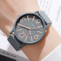 Montre pour femme, chiffres grands, mignonne, simple, tendance, silicone, ultra légère, L005, montres à quartz