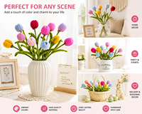 Fleurs de tulipes artificielles en polyester, décorations moelleuses pour la maison et les fêtes, produit transfrontalier très vendu pour la Fête des Mères