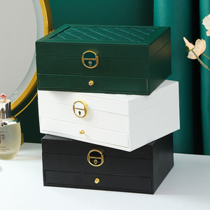 תכשיטי יוקרה אולאי תכשיטים מעור פו במקרה עמיד למים dustproof אחסון אביזרים עם מנעול - Product Image 6