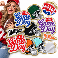 Patch brodé en chenille pour le jour du match, casque de football, paillettes, esprit d'équipe, thermocollant ou à coudre
