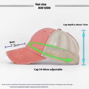 Wholesale Women's <b>Light</b> Version Multicolor 6 Panels Baseball Cap New Ponytail Washed <b>Net</b> Cap - Product Image 3