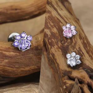 Boucles d'oreilles clous de créateur Freya, motif patte de chat, en titane, bijoux coréens pour <span class=keywords><strong>piercing</strong></span> de nez, labret, <span class=keywords><strong>langue</strong></span>, hélix, pour femmes - Product Image 5