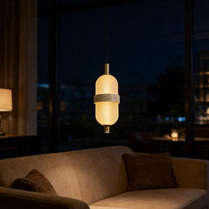 Lampe suspendue de luxe <span class=keywords><strong>pour</strong></span> la décoration de la maison et de l'hôtel, abat-jour en verre, luminaire en pierre <span class=keywords><strong>pour</strong></span> chevet, îlot de <span class=keywords><strong>cuisine</strong></span>, chambre et côté canapé - Product Image 5