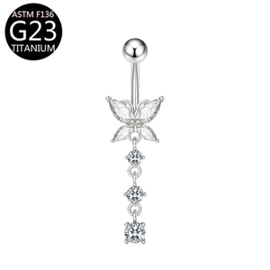 Titanyum Zirkon Kalp Piercing Göbek Deliği Halkası Kelebek Göbek Halkaları Toptan Moda Düğün Trendi Yüzen - Product Image 6
