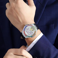Reloj Mecánico Automático para Hombre OEM, con Brillo Nocturno, Correa de Cuero Luminosa, Esfera de Zafiro, Resistente al Agua, Diseño Elegante