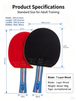 Ensemble de tennis de table portable 2 raquettes 3 balles, raquette de tennis de table professionnelle à Long manche avec sac de transport