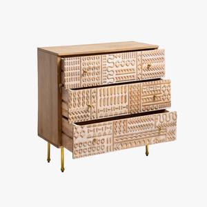 WDN CABINET 3 DRWR CNC DESIGN - MANGO WOOD Living Room Cabinet Handmade Bulk Product Customized Shape And Size - Product Image 3