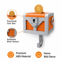Bloques de Construcción de Cofre del Tesoro Personalizado, MOC, Gancho de Pared, Ladrillos Encajables de Partículas Pequeñas, Juguete de Construcción para Decoración de Habitaciones Infantiles