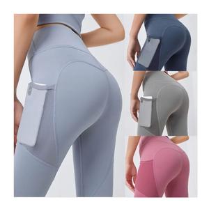 Pantalon de yoga en gros avec contrôle des poches Leggings taille haute pour femmes Séchage rapide Fournisseur de leggings de yoga quotidiens personnalisés de BD - Product Image 3