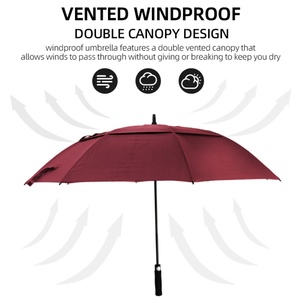 Parapluie de golf de tournoi droit en pongee 130 cm 8 baleines extra large imperméable protection solaire UV pour sports de plein air hommes femmes golf - Product Image 4