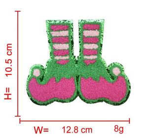 Parche de Chenilla Navideño Personalizado de Gran Tamaño con Borde Dorado de Papá Noel y Muñeco de Nieve - Product Image 4