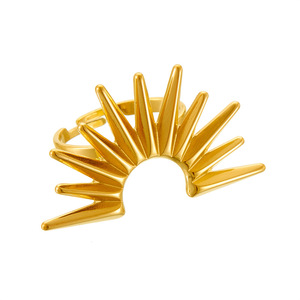 European American Fashion Gold Plated Stainless Steel Half Circle <b>Sunflower</b> <b>Ring</b> Unisex Party Jewelry - Product Image 5