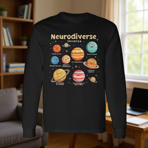 T-shirt a maniche lunghe per la consapevolezza dell'autismo e l'universo neurodiverso - T-shirt educativa promozionale - Product Image 3
