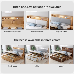 Solid Wood High Box Drawer Double Bed Lit 2 Places Bedroom Furniture <strong>Camas</strong> <strong>De</strong> Madera Storage Bed Frames - Product Image 4