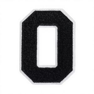 Parche bordado termoadhesivo de letra O negra número 0 estilo universitario, aplique de alfabeto, insignia Letterman, accesorios de ropa al por mayor - Product Image 2