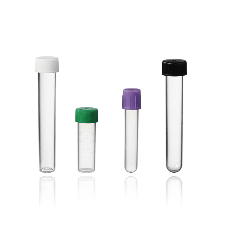 PP/PS plastic flat bottom test tube without screw-cap
