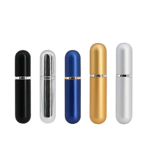 Empty 5Ml Small Travel Size Cosmetic Mini Silver Gold Aluminum Glass Atomizer Perfume Spray Bottles