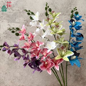 Orchidées Cattleya en soie, style européen, décoration murale de mariage, arrangement rond en tissu plastique, orchidée Phalaenopsis - Product Image 1