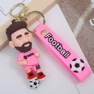 Llavero de Jugador de Fútbol de Dibujos Animados, Colgante de PVC Rosa con Diseño de Balón de Fútbol, Regalo de Recuerdo - Product Image 1