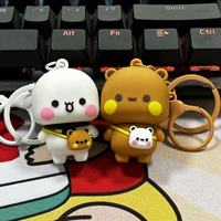 Nouveau porte-clés magnétique Bubu Dudu en métal, adorable panda de dessin animé, ornement pour sac à dos, accessoires pour couple, cadeau de Noël