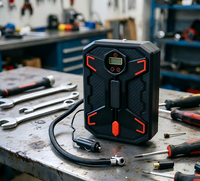 Compresseur d'air numérique portable 12V ABS avec manomètre numérique, gonfleur automatique, lumière d'urgence et adaptateurs de valve