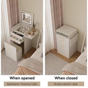 Flip-top <span class=keywords><strong>Miroir</strong></span> <span class=keywords><strong>LED</strong></span> Lumières Chambre Meubles En Bois <span class=keywords><strong>Pas</strong></span> <span class=keywords><strong>Cher</strong></span> <span class=keywords><strong>Coiffeuse</strong></span> Maquillage Vanité Bureau pour Maquillage - Product Image 4