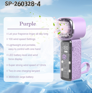 Nouveau ventilateur turbo portatif 2026 à vent puissant de 12 m/s avec diffuseur d'arômes, <span class=keywords><strong>100</strong></span> vitesses réglables, rechargeable par USB - Product Image 3